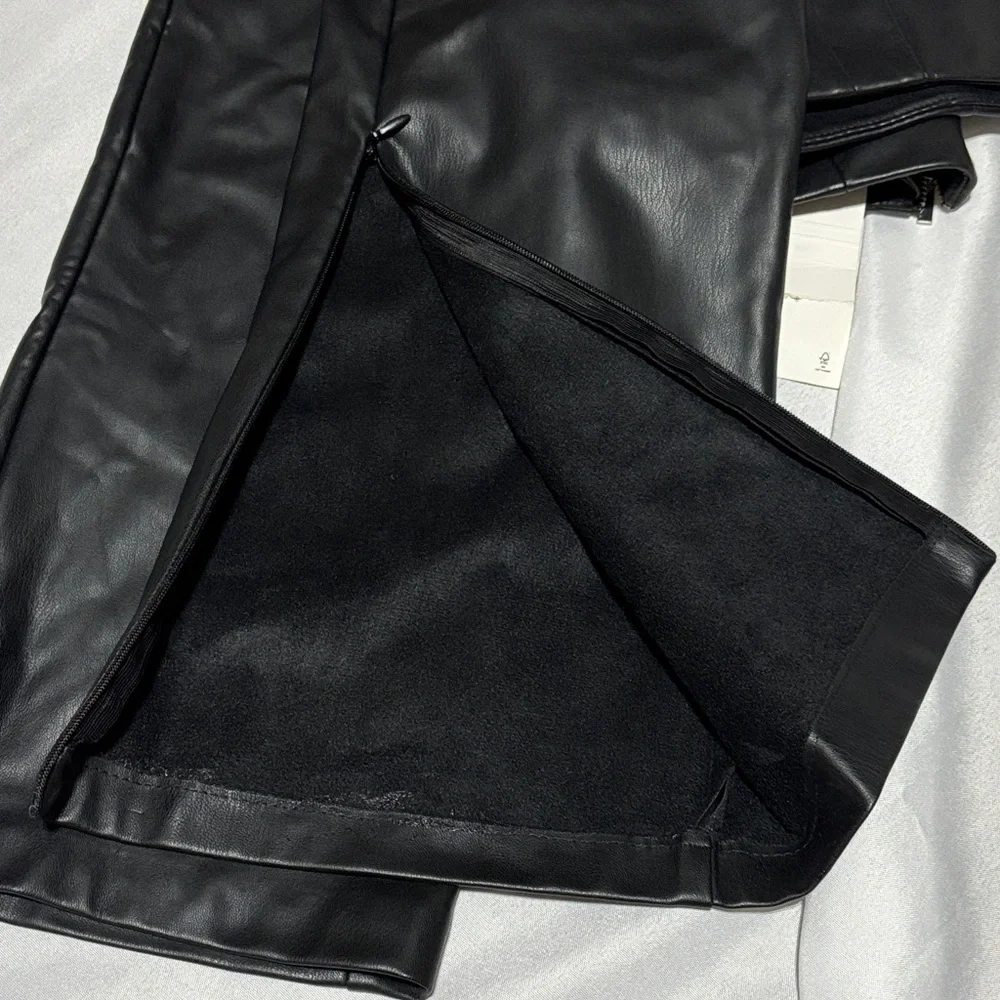 Zara Black Leather Look Trousers